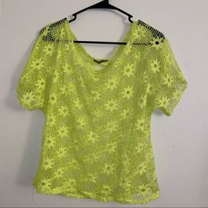 Neon yellow lace top
